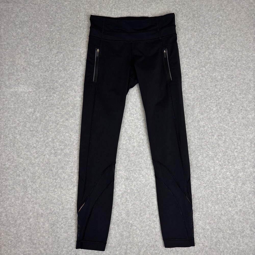 Lululemon Inspire Tight II Mesh Women Sz 4 Black Leggings 25" Athletic Workout